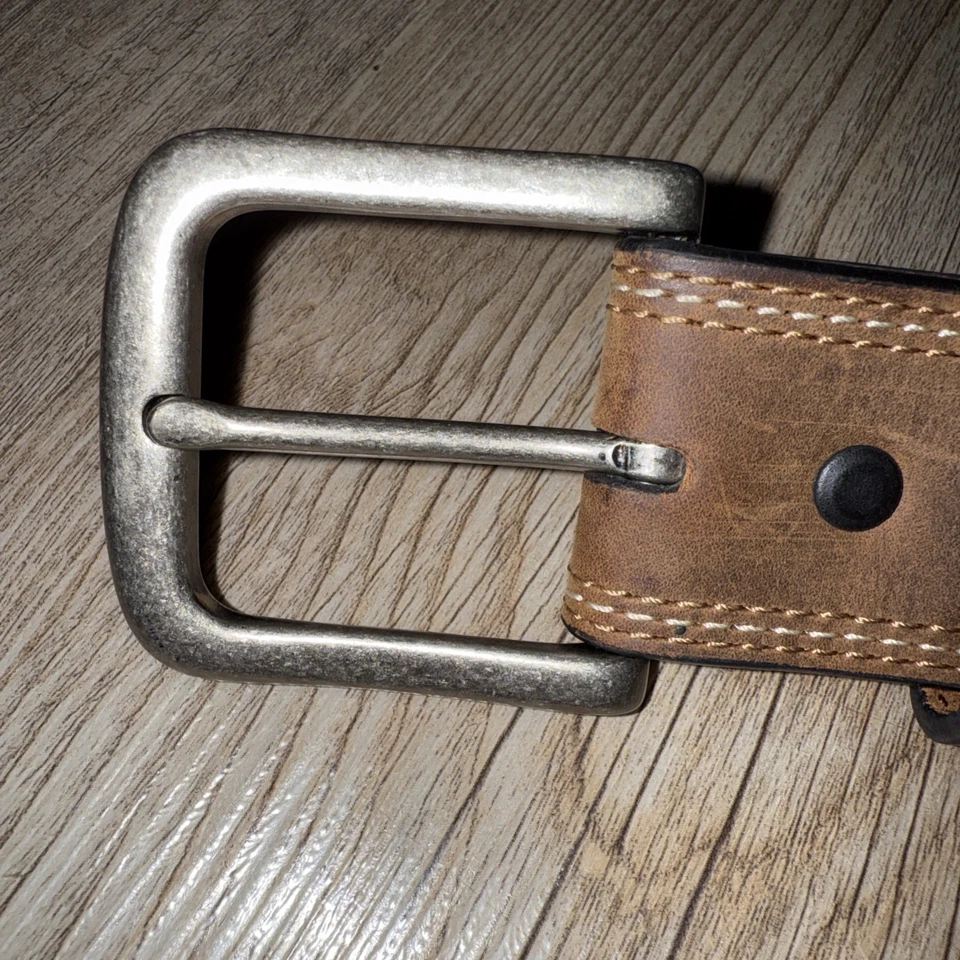 Cinturón de Trabajo Dan Post Western Marrón Top Grano Cuero Cinturón Hebilla Extraíble Talla 44 Foto 3 de 4