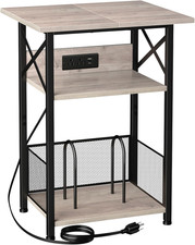 Record Player Stand with Charging Station, Vinyl Record Storage Large Turntabl
