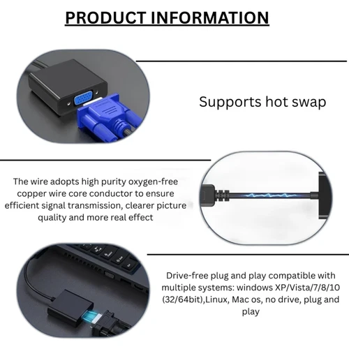 HD Display Port DP Male to VGA Female Adapter Converter Cable Lead DisplayPort - Picture 5 of 14