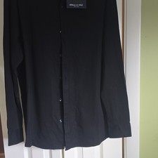 Kenneth Cole Men's Black Dress Shirt Collared Long Sleeve Size L KG9P79BLKPC