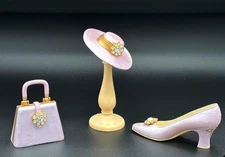 ✨ The Leonardo Collection Vintage Glam Pink Fashion Set Purse Hat Shoe Trinkets 