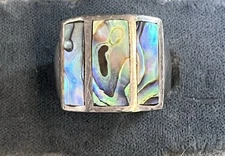 Vintage Sterling Silver Abalone Paneled Ring Native Style