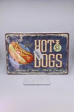 Best Hot Dogs in Town 8” x 12” Metal Tin Sign Man Cave Wall Art Decor - Open Box