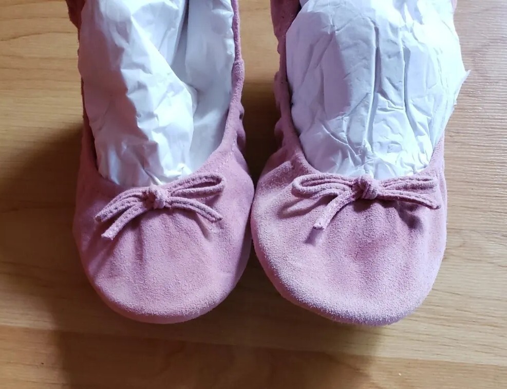 Nine West LUVMYFLATS Foldable Pink Suede Ballet Flat Shoes 8M