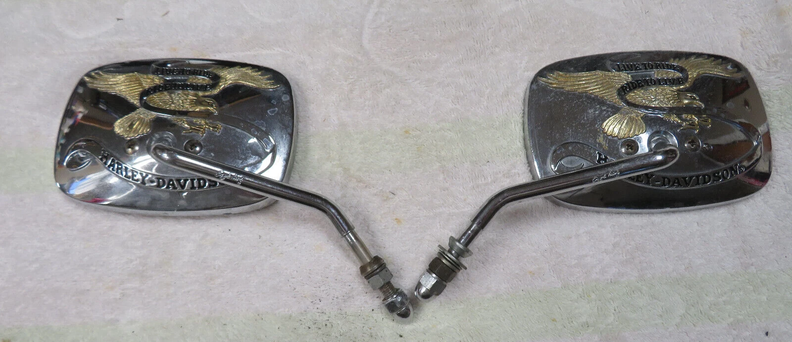 Pair HARLEY OEM Live To Ride One-Piece Short Stem Mirrors - Left and Right Side
