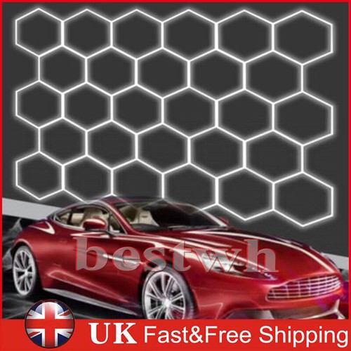 28 Grid Hexagon LED Lighting Car Detail Home Garage Workshop Retail No Border UK - Picture 6 of 20