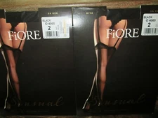 2 PAIR FIORE DIVA BACKSEAM FRENCH HEEL GARTER STOCKINGS 3 SIZES BLACK 20 DENIER 