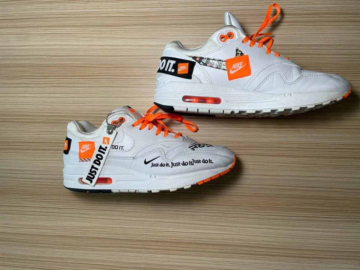 Nike Air Max 1 LX Just Do It Women's Sneaker Size 6.5 | White/Orange | With Box