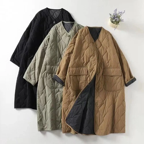 Women Collarless Long Sleeve Single-breasted Ladies New Winter Coat Casual - Picture 16 of 27
