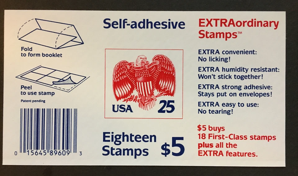 1989 Unfolded Booklet of 18 Eagle 25-cent Self-adhesive stamps Sc# 2431a - Image 2 of 2