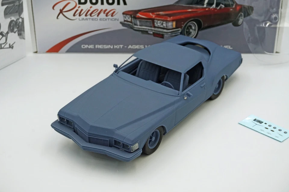 1:25 1973 Buick Riviera Boattail Resin Kit With Windows, Rubber Tires & Decals - Image 2 of 4