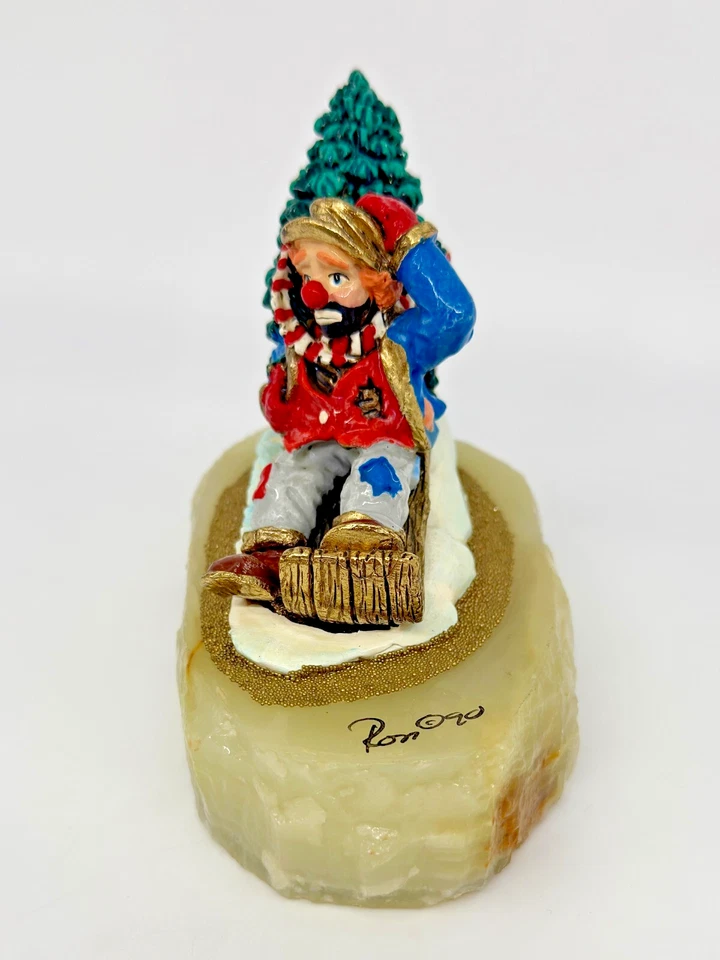 Винтажная фигурка клоуна Рона Ли Hobo Joe My First Tree Christmas on Sled Holiday - Изображение 2 из 4