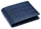 NEW Blue Leather Men's Bifold Wallet RFID Blocking Premium Quality Free Shipping