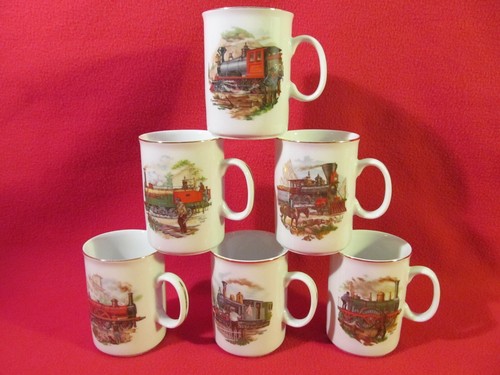 Eisenbahn Original Bohemia D Porzellan Sammel-Tassen Becher 6er-Set Lokomotiven