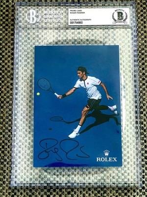 Roger Federer handsignierte offizielle Karte Autogramm Auto BAS Beckett zertifiziert G