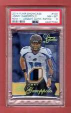 JIMMY GAROPPOLO 2014 FLAIR SHOWCASE LEGACY ROW 1 AUTO 3 CL PATCH RC # /125 PSA 8