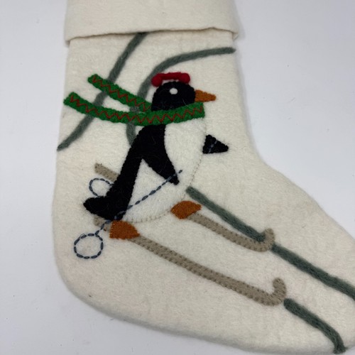 West Elm X PBK Felted Stocking Christmas Holiday Embellished Wool Cream New - Picture 50 of 59