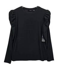 Ella Rafaella Round Neck Puff Long Sleeve Black Style RSKFC107 Size Medium