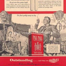 1954 Pall Mall TV Television Recording Studio Set Actors art decor vintage ad