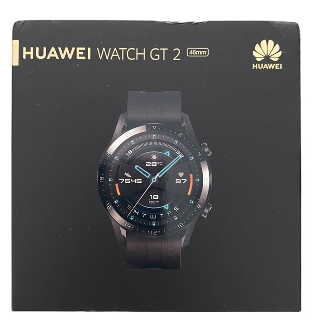 Huawei Watch GT 2 46mm Caja Acero Inoxidable Negra, Correa de Fluoroelastómero Negra, Reloj