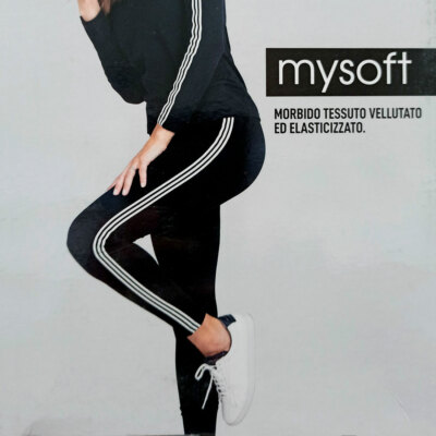 Leggings Donna Magic Dream aus Baumwolle Elastisch Mit Band Rillen Weiß -7472