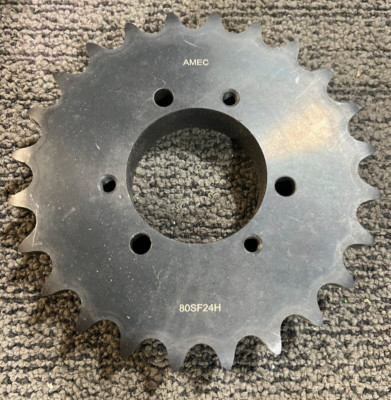 Amec 80SF24H 24 Teeth 1 in Chain Pitch Sprocket 3 Threaded Hole Black