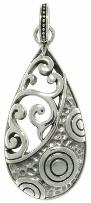 Jewelry Trends Sterling Silver Mixed Texture Teardrop Pendant