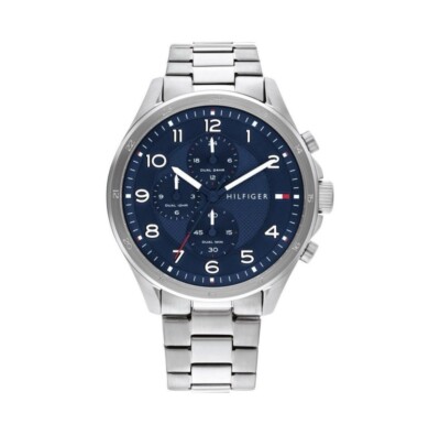 Tommy Hilfiger Axel Edelstahl Chronograph blaues Zifferblatt Herrenuhr - 1792007