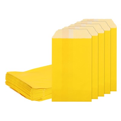 100 Stck. Kraftpapier Leckerbissen, 6 Zoll x 3 Zoll flache Gefälligkeitstaschen, gelb