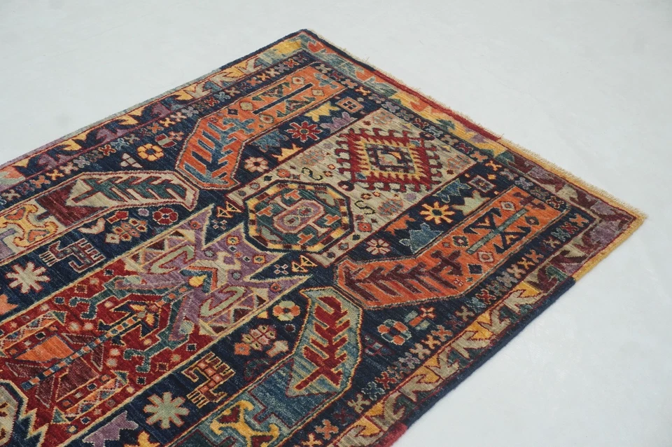 3 x 10 ft Navy Blue Samarkand Afghan Hand knotted Transitional Runner Rug - Image 4 of 4