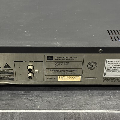 Vintage Toshiba XR-Z50K CD Player Compact Disc Player Powers On