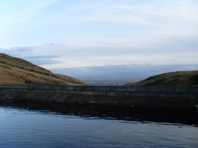 Photo 6x4 Dam of Greenside Reservoir Duntocher From the pier. Glasgow can c2008
