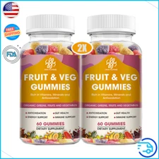 2 Bottles Fruits & Vegetables Gummies Daily Vitamin Mineral Dietary Supplement