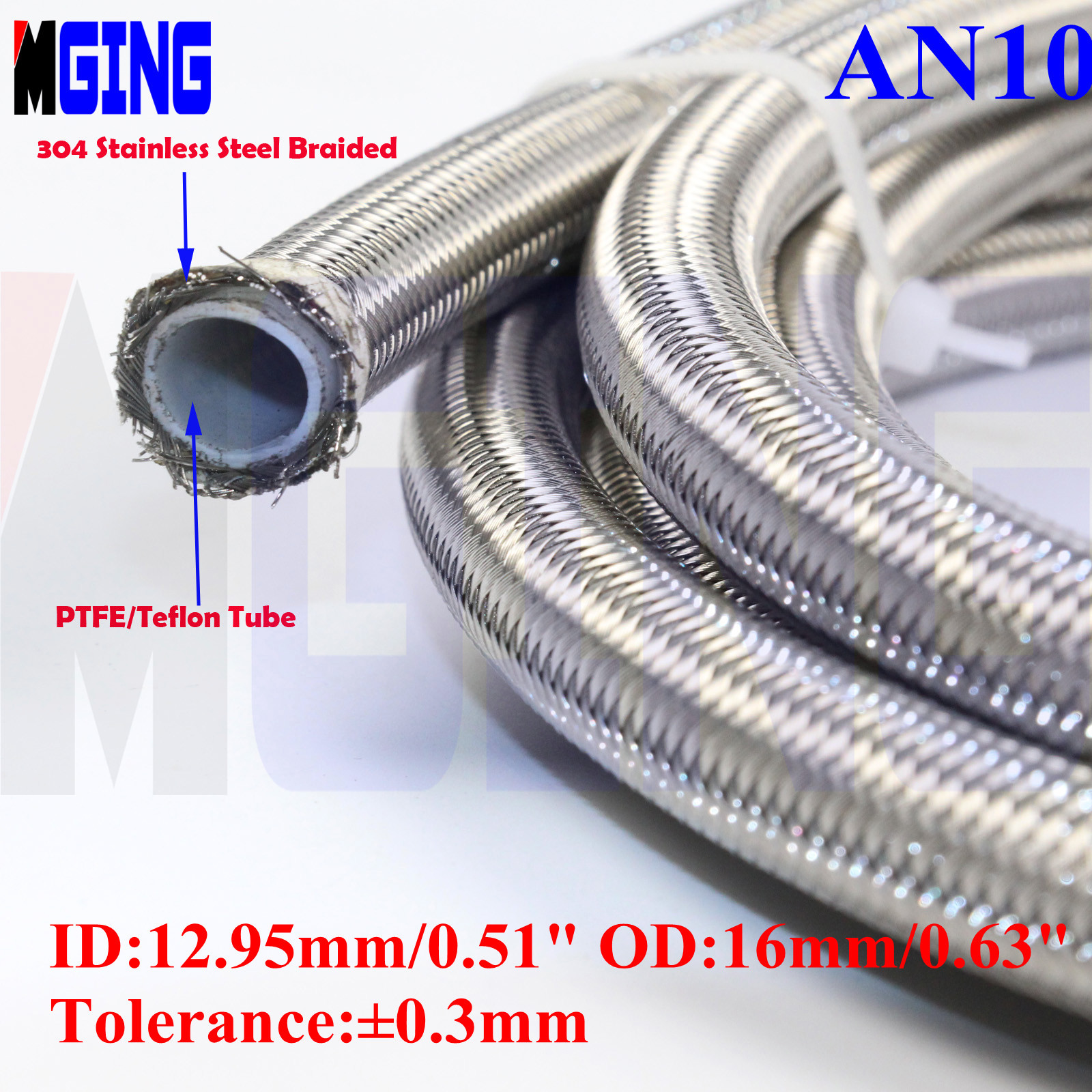 AN10 10AN Braided Teflon PTFE E85 Ethanol Oil Gas Line Fuel Hose End