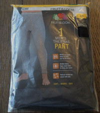 Fruit of the Loom Men's Black Waffle Thermal Base Layer Pants Sz L Tagless NWT