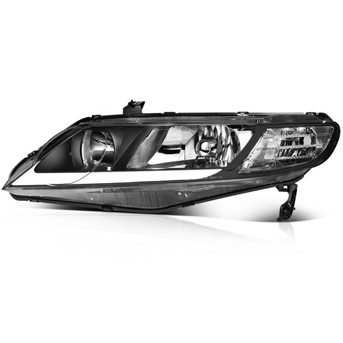 Headlights Assembly Pair For 2006-2008 2009 2010 2011 Honda Civic Black Housing - Picture 2 of 9