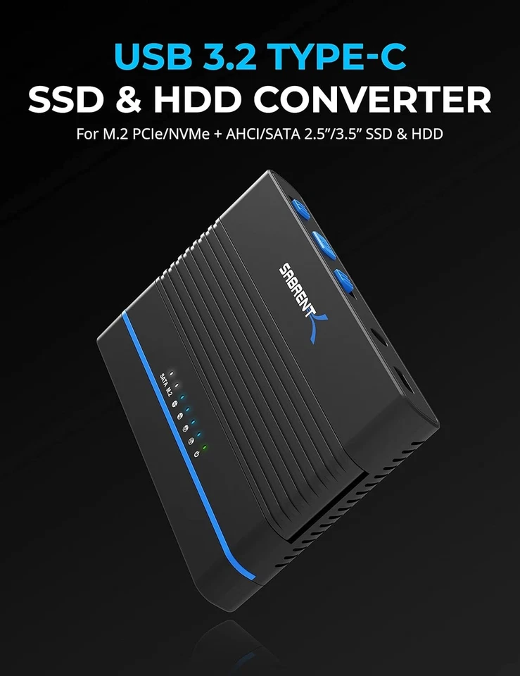 Convertidor USB 3.2 Tipo C M.2 PCIe NVMe y SATA SSD/HDD con clonación sin conexión Foto 4 de 4
