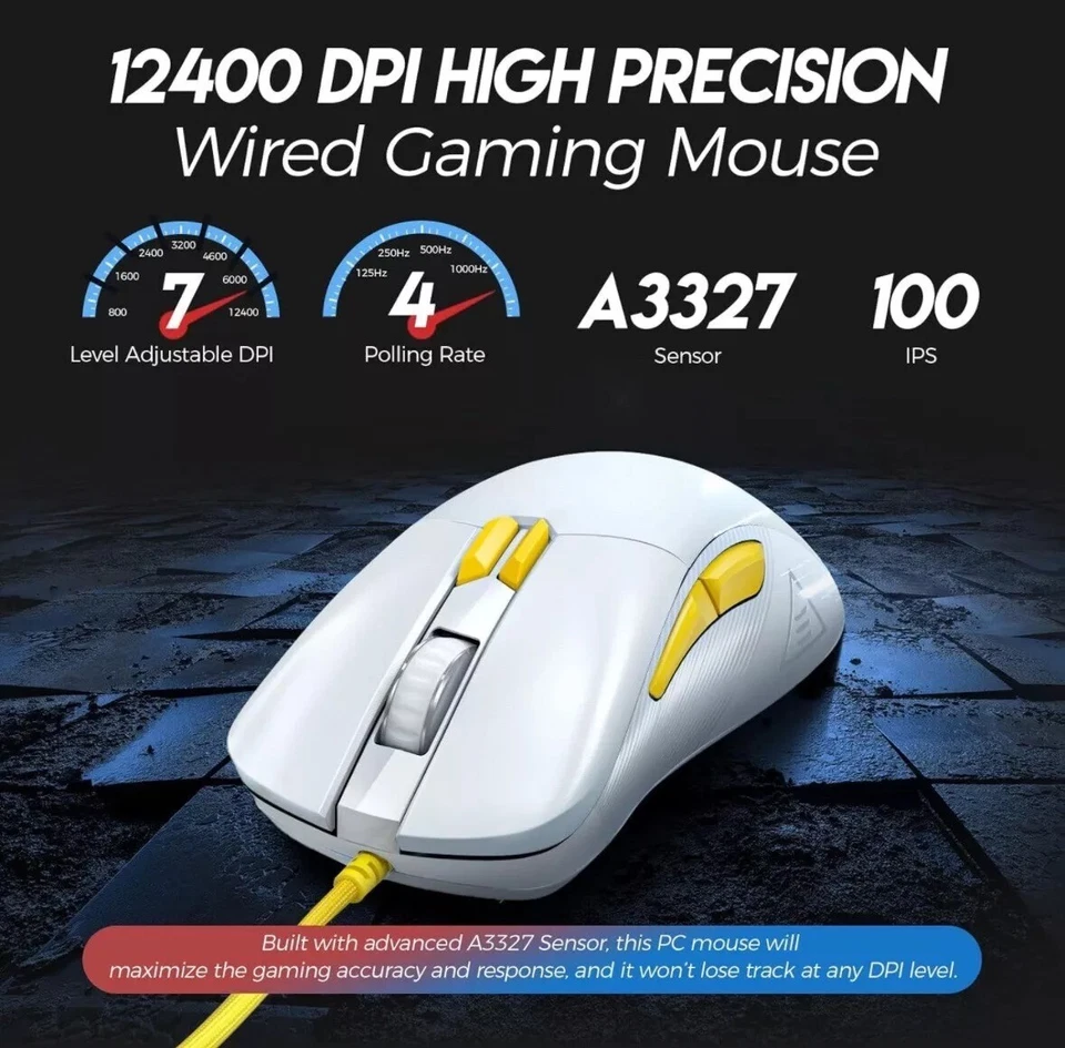 EKSA Gaming Mouse, Lightweight PC Gaming Mice, USB Wired Mouse 12400 DPI ,Mouse - Image 2 of 4