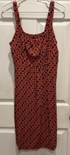 Ann Taylor Dress A Line Empire Waist Red Orange Multicolor Spring Summer Large