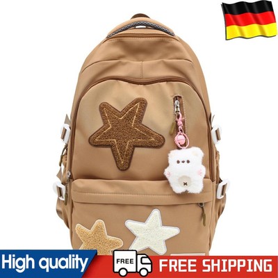 Women Vintage Laptop Backpack with Pendant Adjustable Strap Girls Daily Backpack