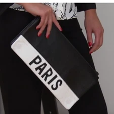 French Rendez Vous J'ai 2 Amores Réversible Paris New York Clutch Purse NEW