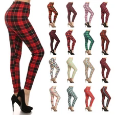 Womens Plaid Argyle Style Regular One Size Super Soft Leggings