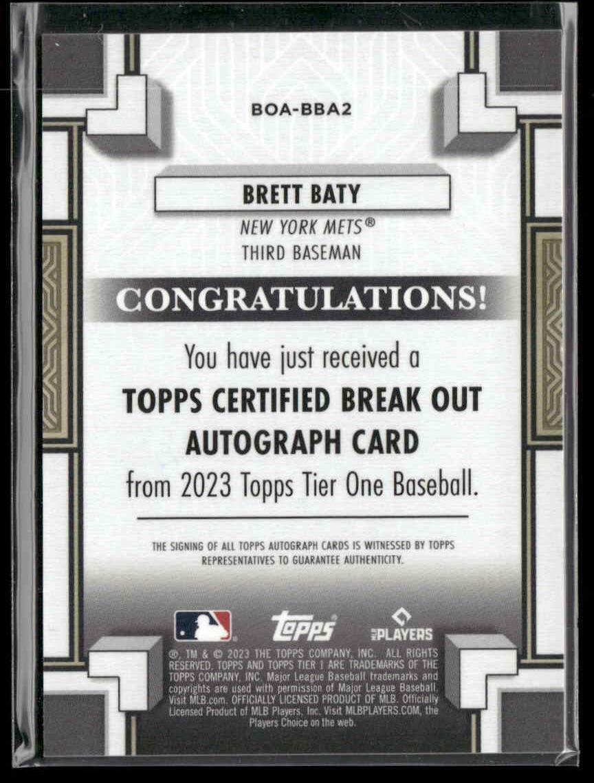 ラウンド用品・アクセサリー baty 2023 Topps Tier One - Break Out Autographs #BOA-BBA1 Brett Baty