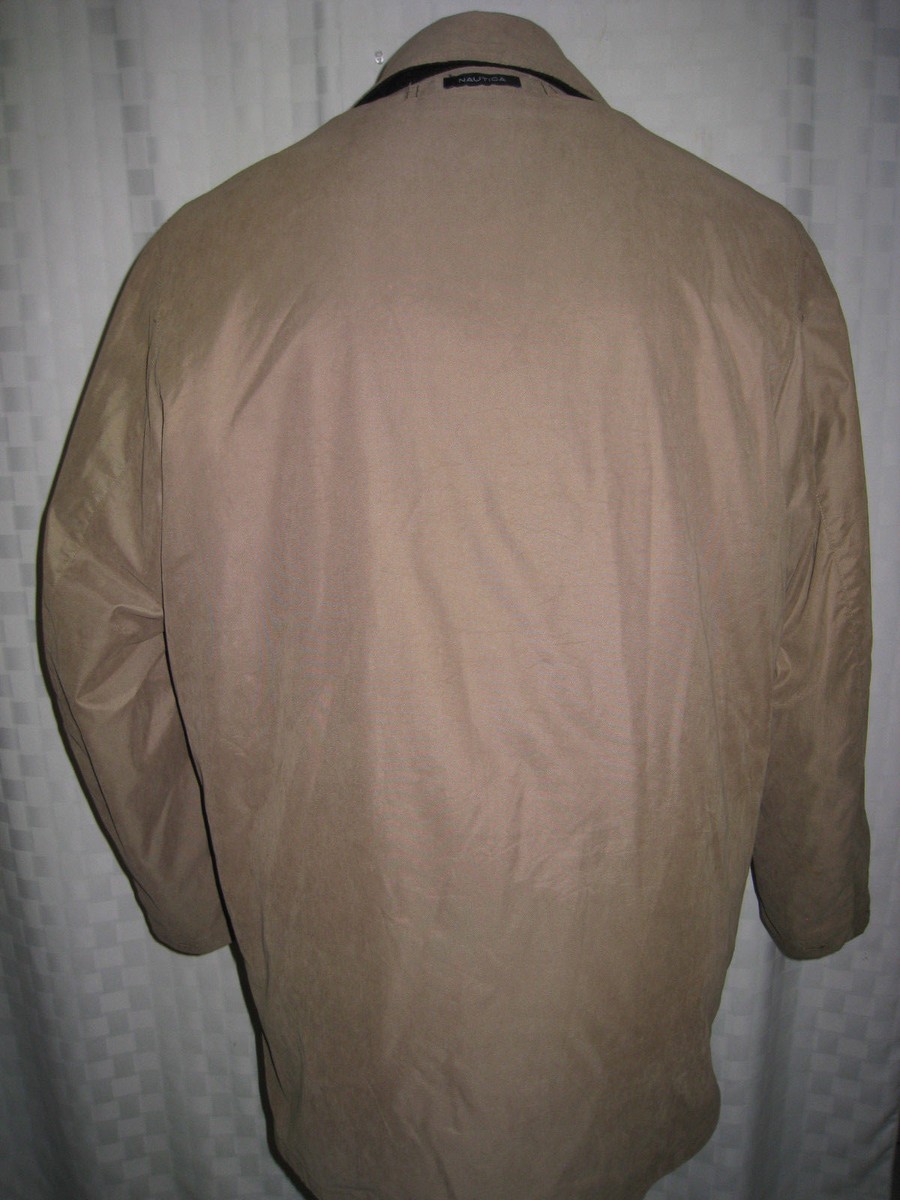 NAUTICA Wool Jacket Khaki × Brown Vintage 90s Nautica Boxy Work Jacket Khaki Plaid Lined Mens