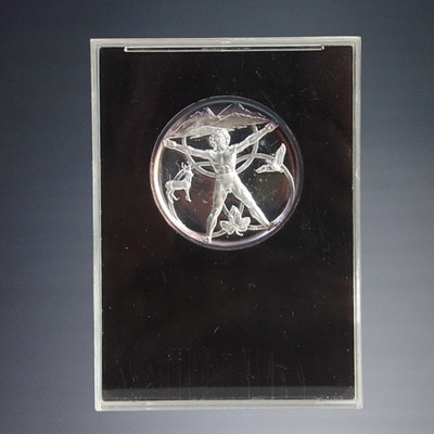 1972 LINCOLN MINT VITRUVIAN MAN CHARTER MEMBER .999 SILVER MEDAL OF THE MONTH