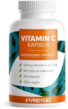 Vitamin C 500mg Gepuffert Kapseln - 365er Vegan Calcium Ascorbat Vorrat