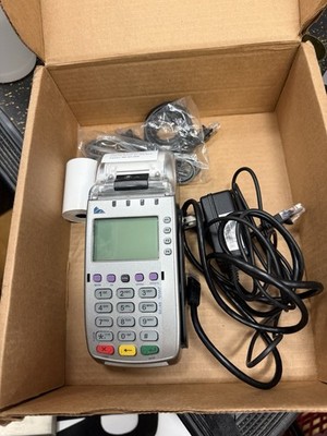 Verifone VX 520 Credit Card Terminal Silver Plastic Dial/Eth/CTLS Untested As Is