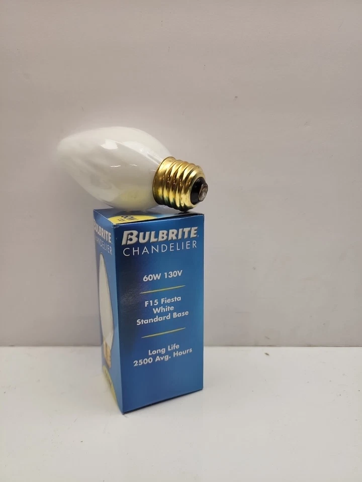 Bulbrite 60F15AWH 60W Fiesta Style Chandelier Bulb, Standard Base, White - Image 2 of 2