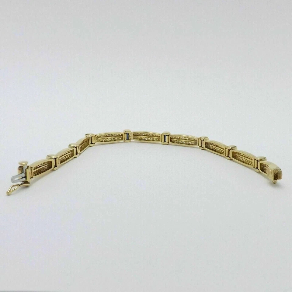 Brazalete tenis mujer zafiro simulado corte esmeralda de 8 quilates enchapado en oro amarillo de 14 quilates Foto 4 de 4