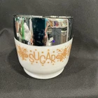 Vintage Gemco Milk Glass Butterfly Gold Pyrex Corning Sugar Bowl Flip Lid USA